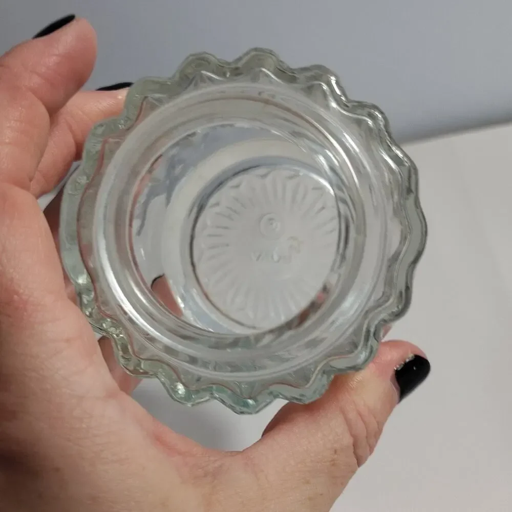 Avon Sugar Bowl Clear Glass Small Ribbed Swirl 1960s Vintage Lid